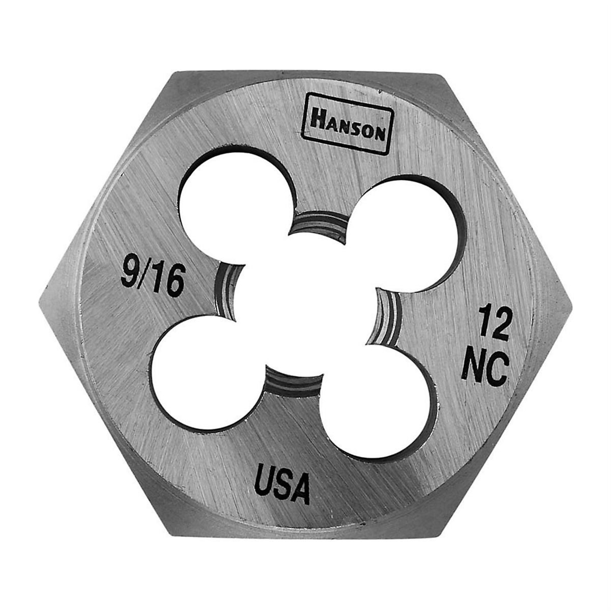 Hanson Hexagon Die — 7/16in. x 9/16-12, SAE, Model# HAN6848